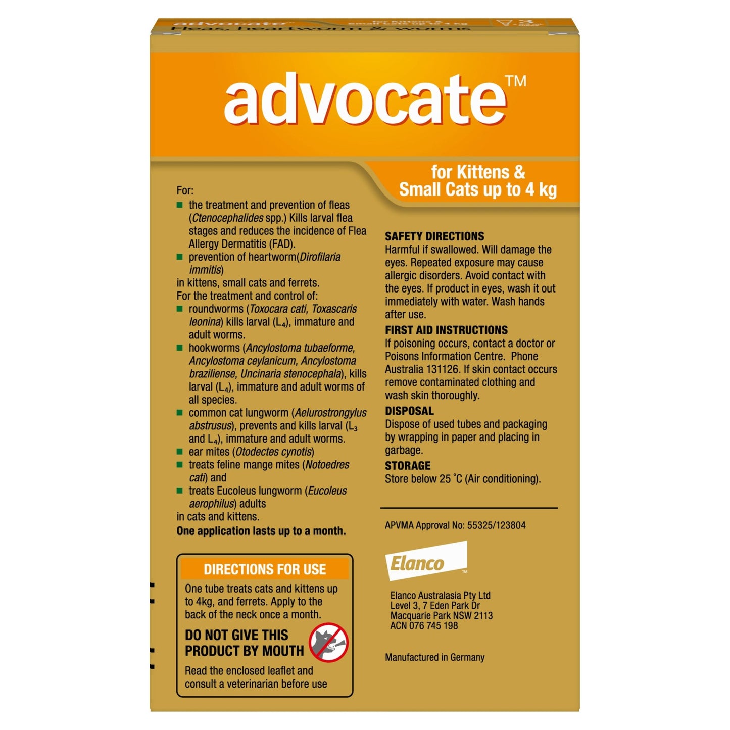 Advocate Flea & Worm Treatment <4kg Cat - PetPost Australia