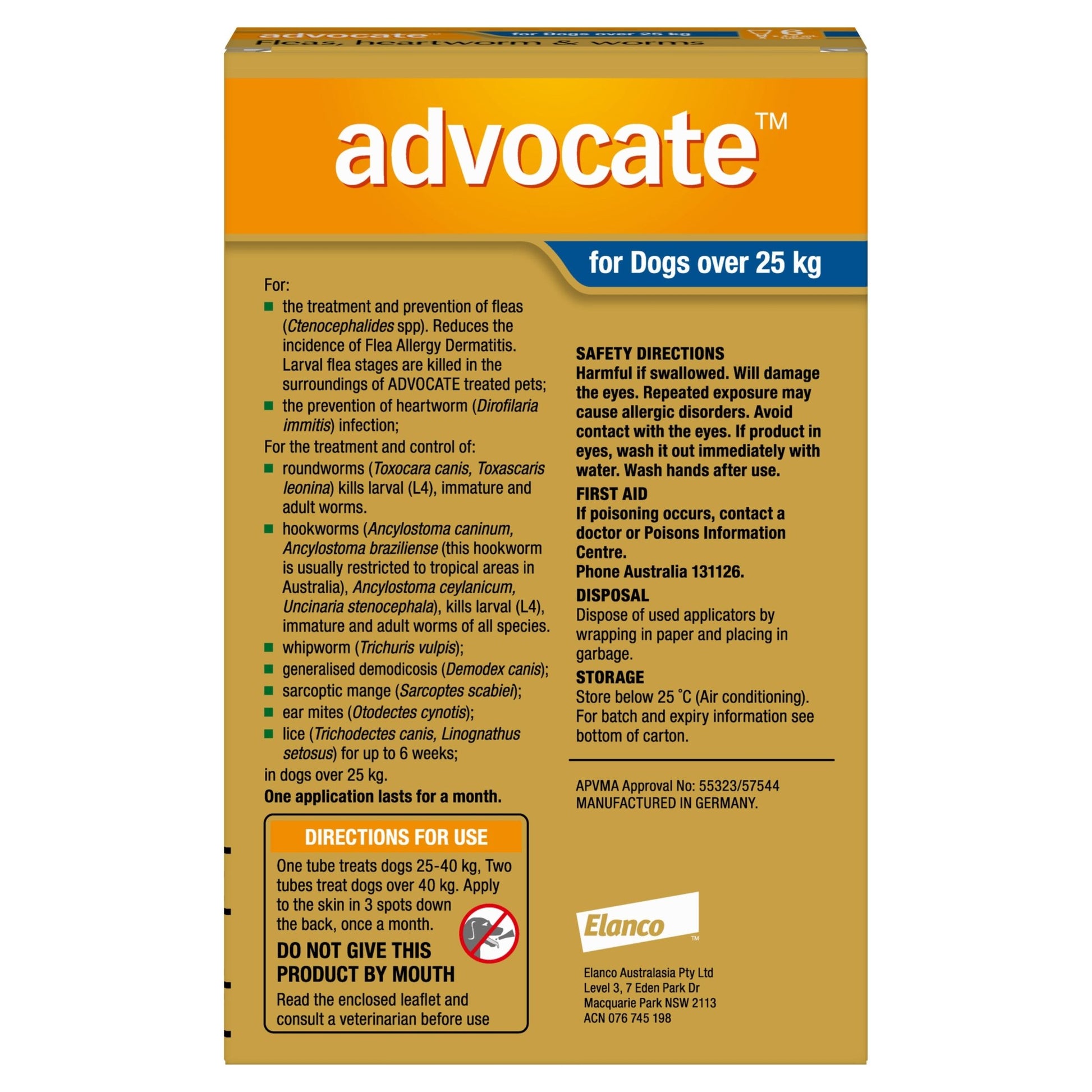 Advocate Flea & Worming Treatment 25kg+ Dog - PetPost Australia