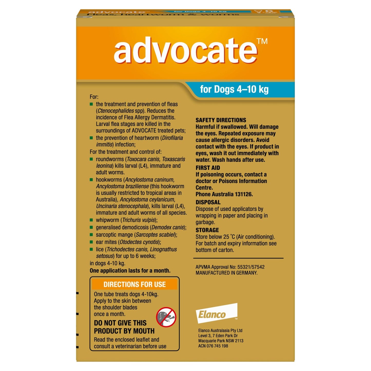 Advocate Flea & Worming Treatment 4-10kg Dog - PetPost Australia