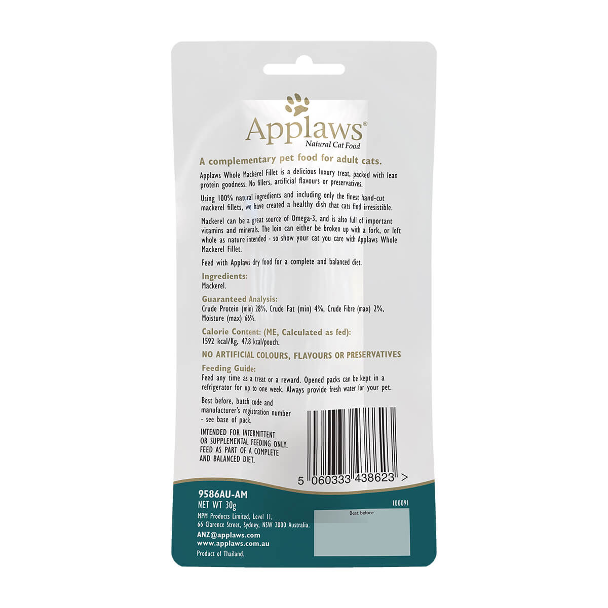 Applaws Mackerel Loin Cat Treats 30g - PetPost Australia