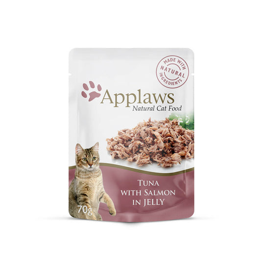 Applaws Natural Tuna with Salmon in Jelly Wet Cat Food Pouch 70g - PetPost Australia