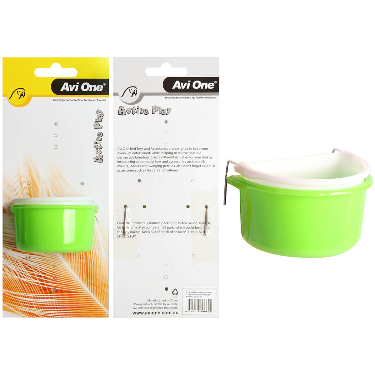 Avi One Bird Plastic D Feeder Metal Holder 2 Pack - PetPost Australia