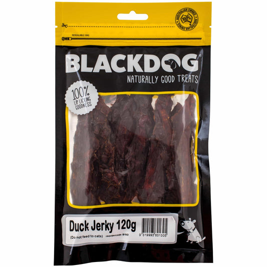 Black Dog Duck Jerky Dog Treats - PetPost Australia