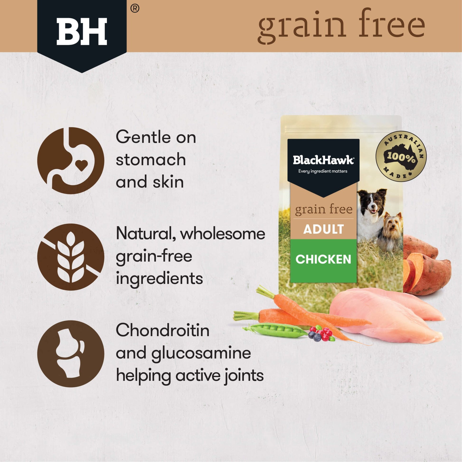Black Hawk Grain Free Adult Chicken Dry Dog Food - PetPost Australia