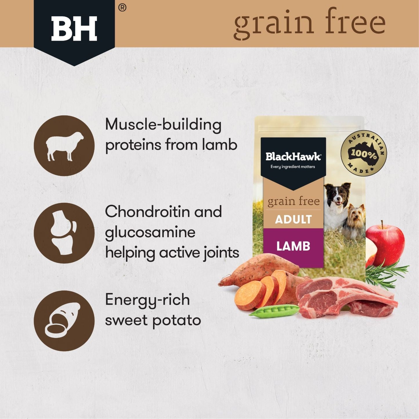 Black Hawk Grain Free Adult Lamb Dry Dog Food - PetPost Australia
