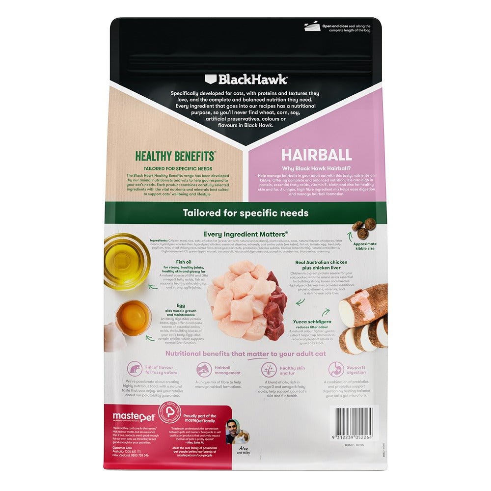 Black Hawk Healthy Benefits Hairball Chicken Cat Food - PetPost Australia