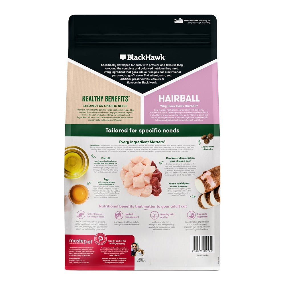 Black Hawk Healthy Benefits Hairball Chicken Cat Food - PetPost Australia