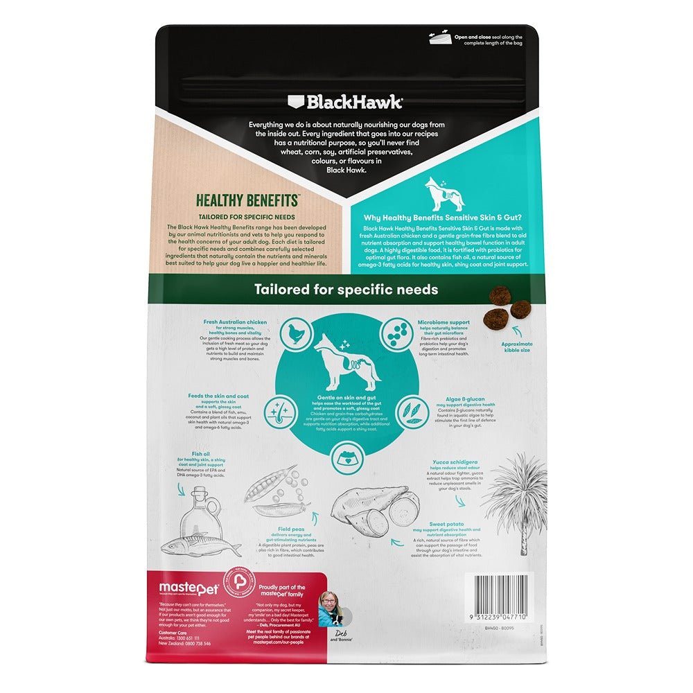 Black Hawk Healthy Benefits Sensitive Gut Dog Food - PetPost Australia