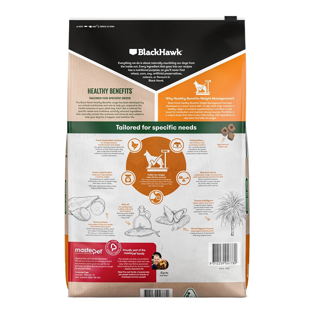 Black Hawk Healthy Benefits Weight Management Dog Food - PetPost Australia