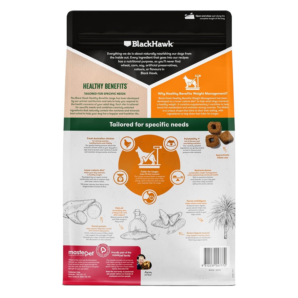 Black Hawk Healthy Benefits Weight Management Dog Food - PetPost Australia