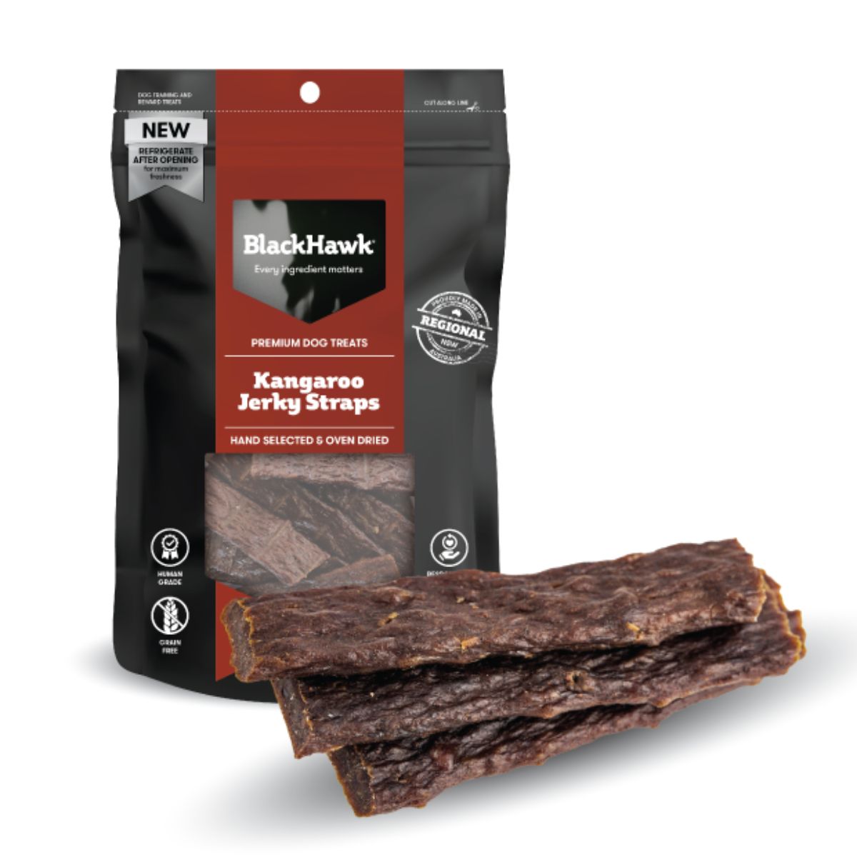 Black Hawk Kangaroo Jerky Straps Dog Treats - PetPost Australia