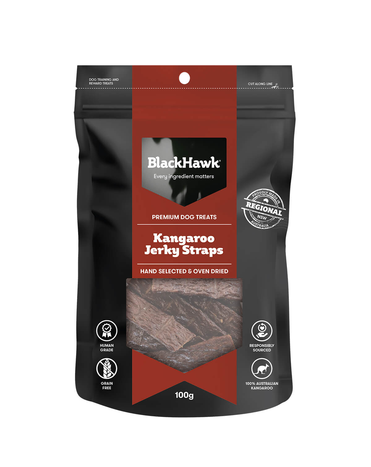 Black Hawk Kangaroo Jerky Straps Dog Treats - PetPost Australia