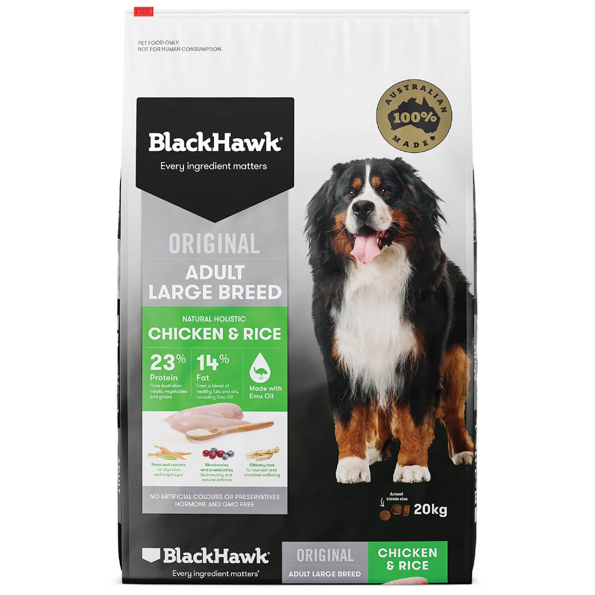 Black Hawk Large Breed Adult Chicken & Rice Dry Dog Food - PetPost Australia