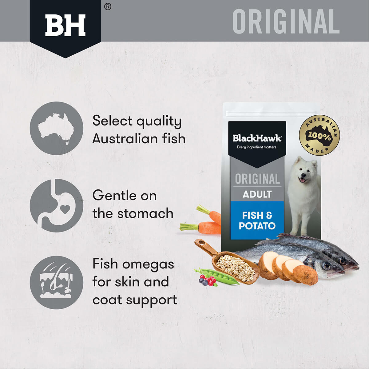Black Hawk Original Adult Fish & Potato Dry Dog Food - PetPost Australia