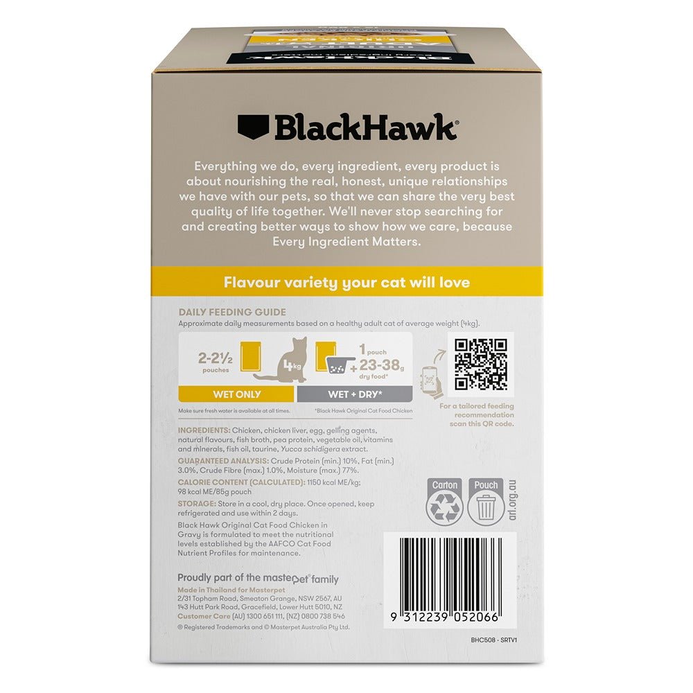 Black Hawk Original Cat Food Chicken in Gravy 85g - PetPost Australia