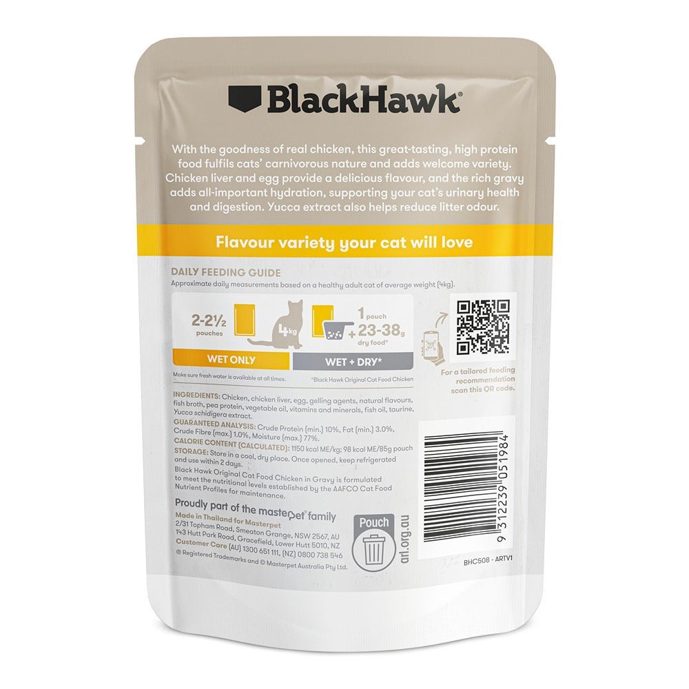 Black Hawk Original Cat Food Chicken in Gravy 85g - PetPost Australia