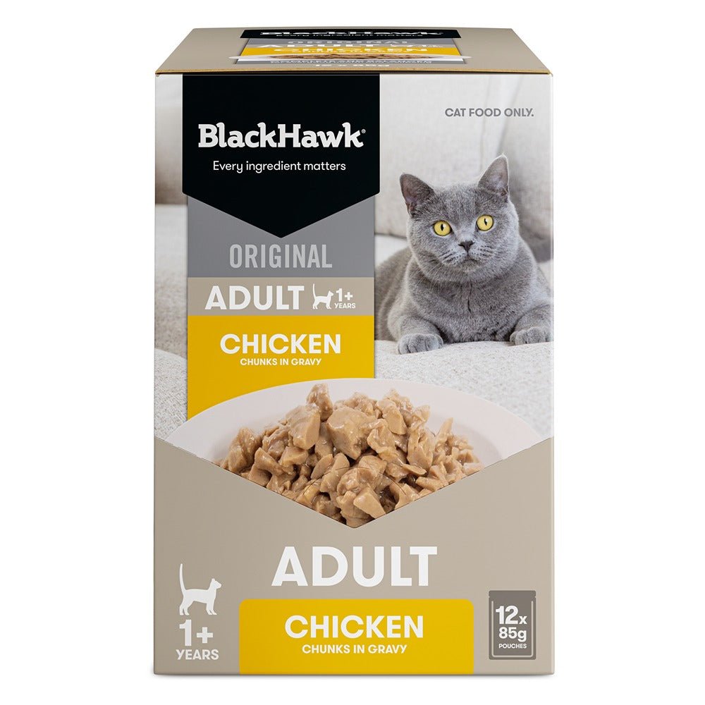 Black Hawk Original Cat Food Chicken in Gravy 85g - PetPost Australia