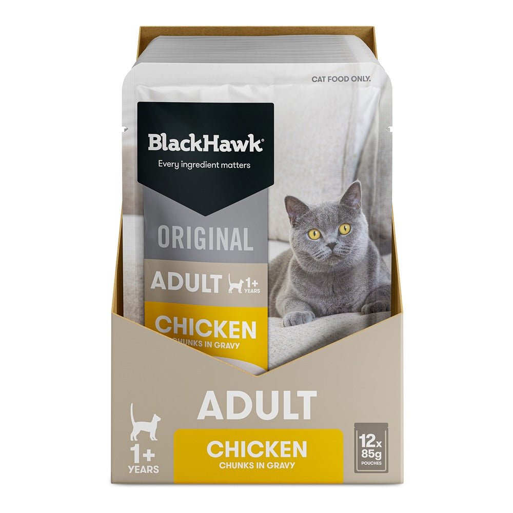 Black Hawk Original Cat Food Chicken in Gravy 85g - PetPost Australia