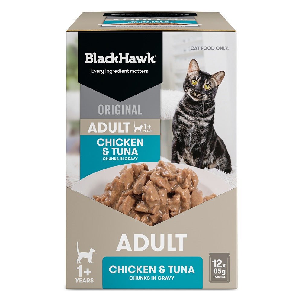 Black Hawk Original Cat Food Chicken Tuna in Gravy 85g - PetPost Australia