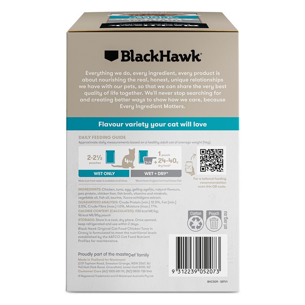 Black Hawk Original Cat Food Chicken Tuna in Gravy 85g - PetPost Australia