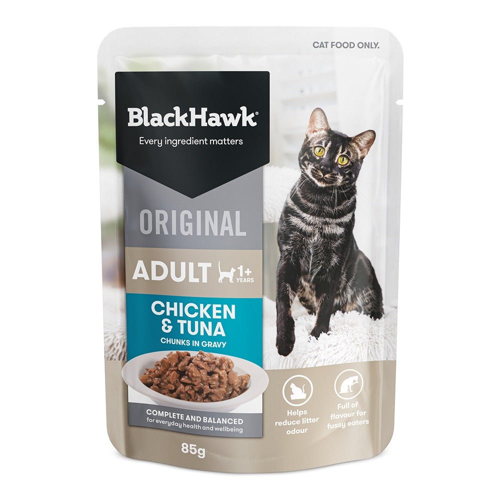 Black Hawk Original Cat Food Chicken Tuna in Gravy 85g - PetPost Australia