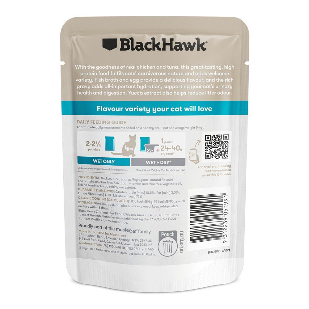 Black Hawk Original Cat Food Chicken Tuna in Gravy 85g - PetPost Australia