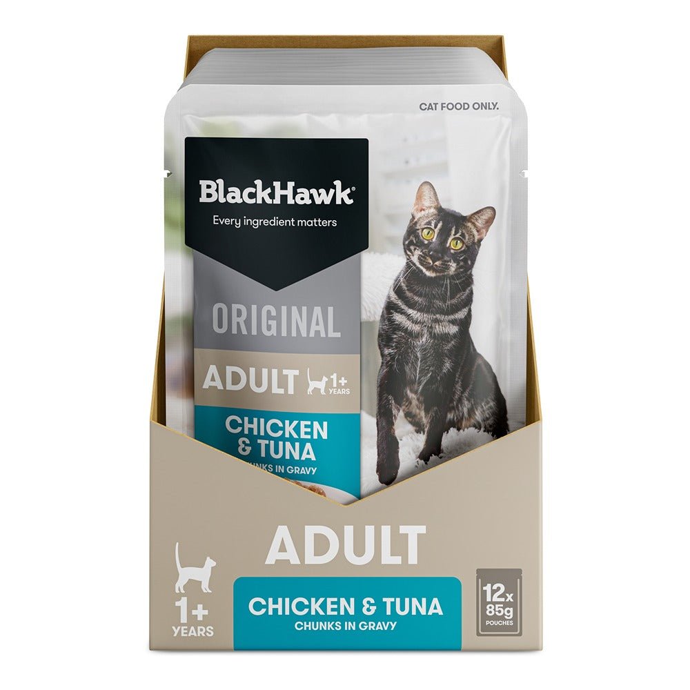 Black Hawk Original Cat Food Chicken Tuna in Gravy 85g - PetPost Australia