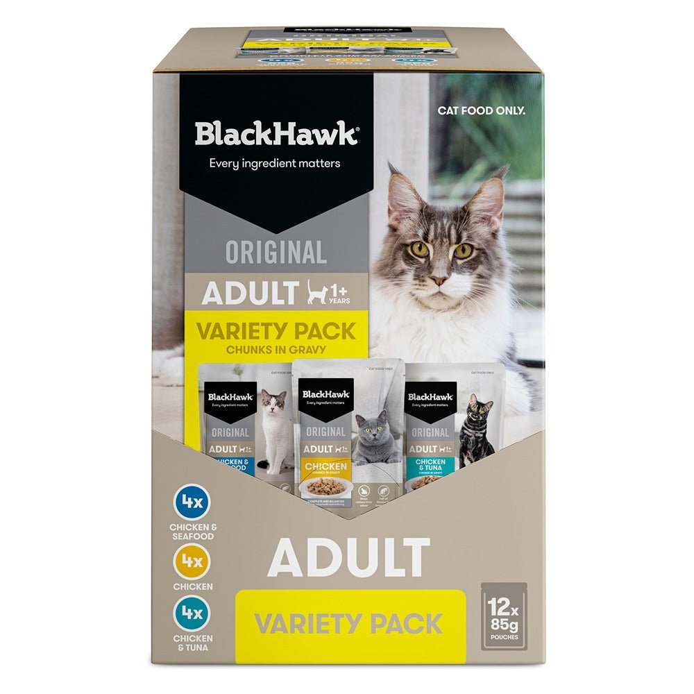 Black Hawk Original Cat Food Variety Pack in Gravy 85gx12 - PetPost Australia