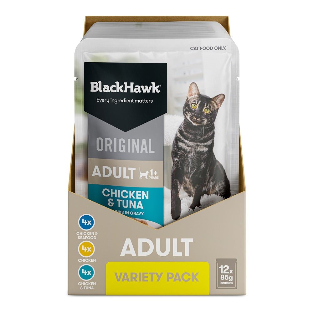 Black Hawk Original Cat Food Variety Pack in Gravy 85gx12 - PetPost Australia
