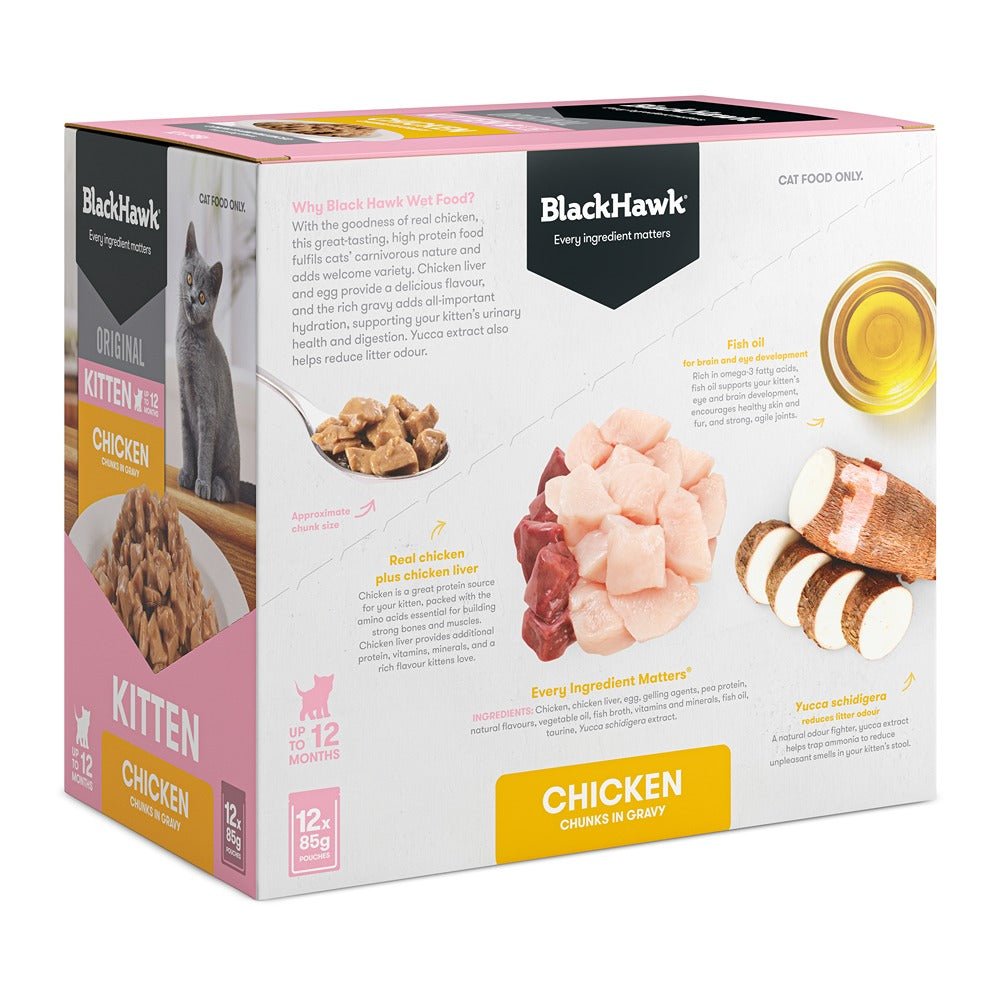 Black Hawk Original Kitten Food Chicken in Gravy 85g - PetPost Australia