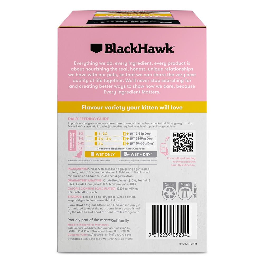 Black Hawk Original Kitten Food Chicken in Gravy 85g - PetPost Australia