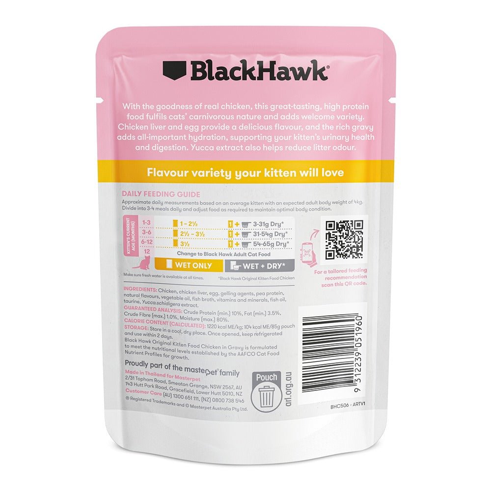 Black Hawk Original Kitten Food Chicken in Gravy 85g - PetPost Australia