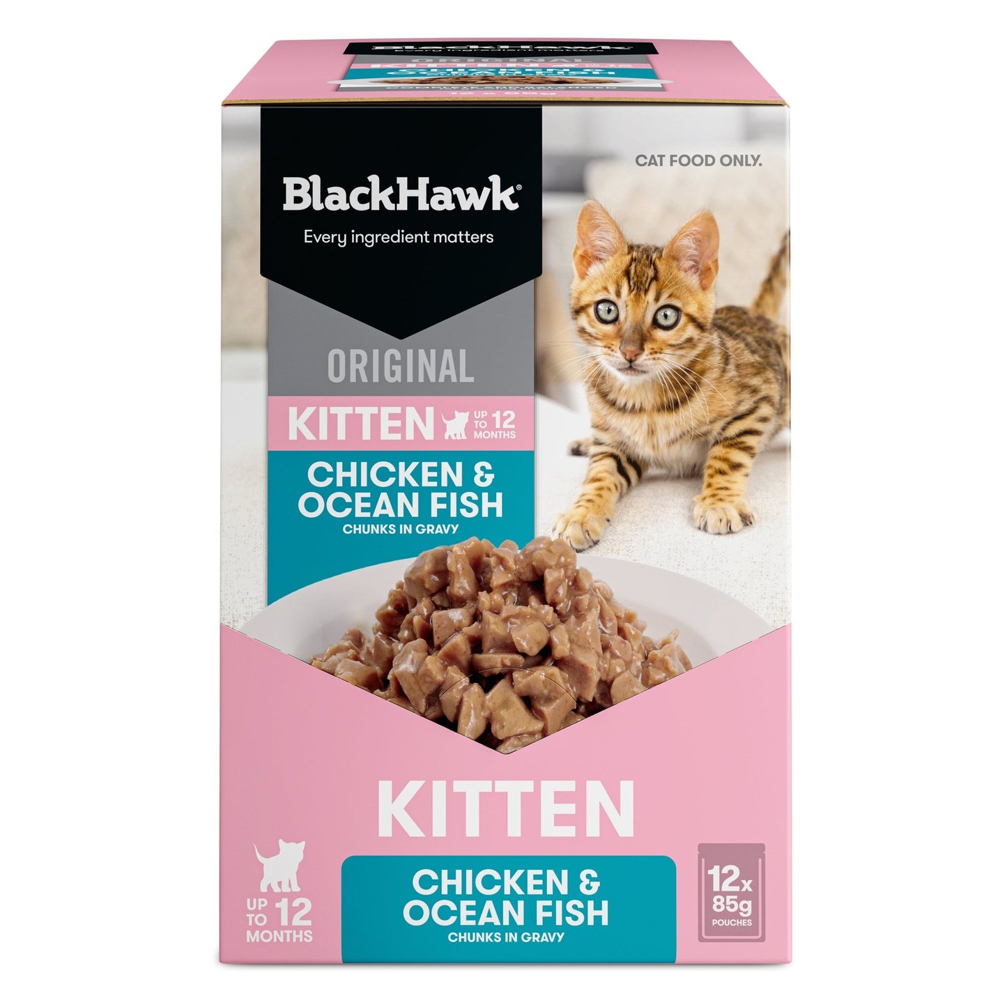 Black Hawk Original Kitten Food Chicken Oceanfish in Gravy 85g - PetPost Australia