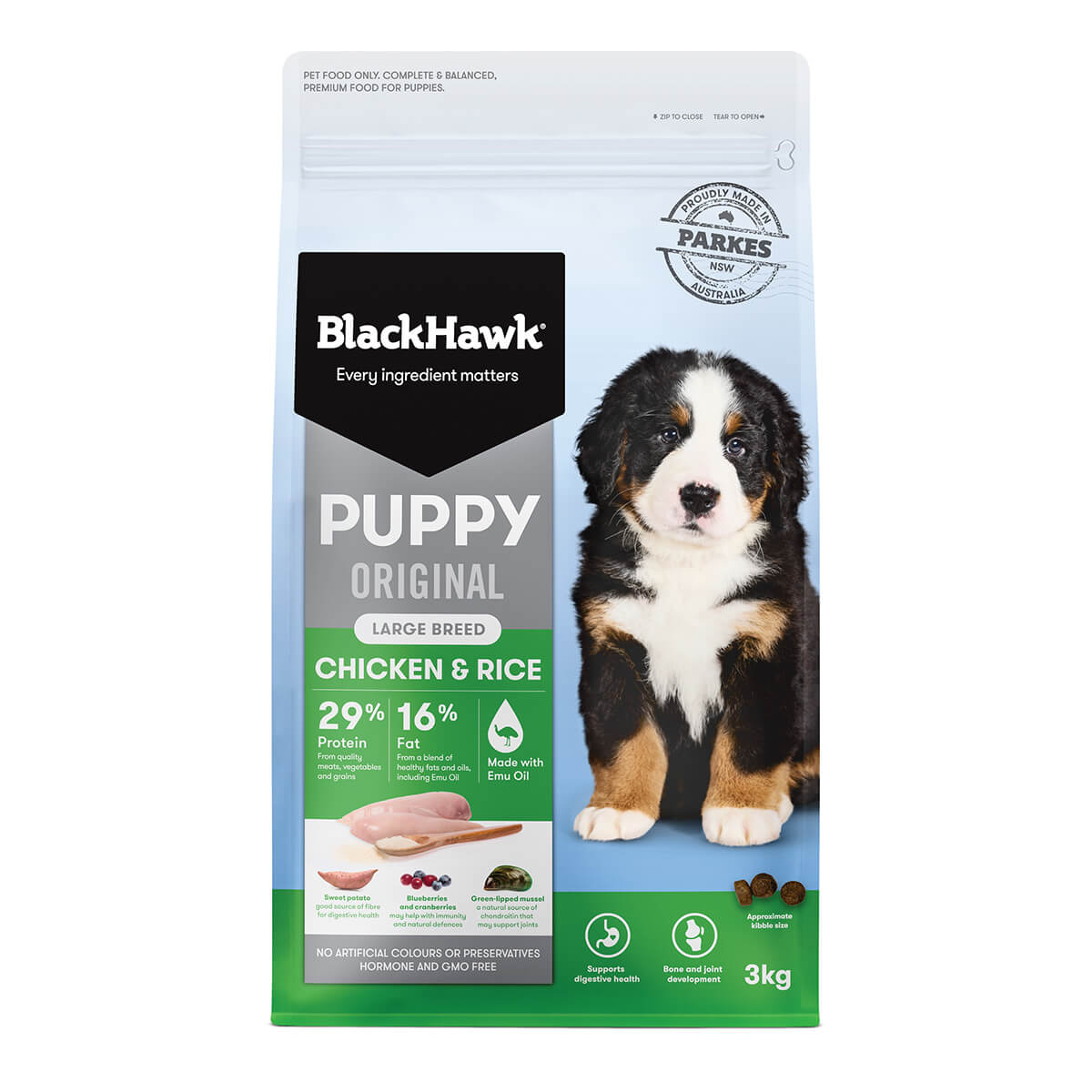 Black Hawk Puppy Chicken & Rice Large Breed Dry Dog Food - PetPost Australia