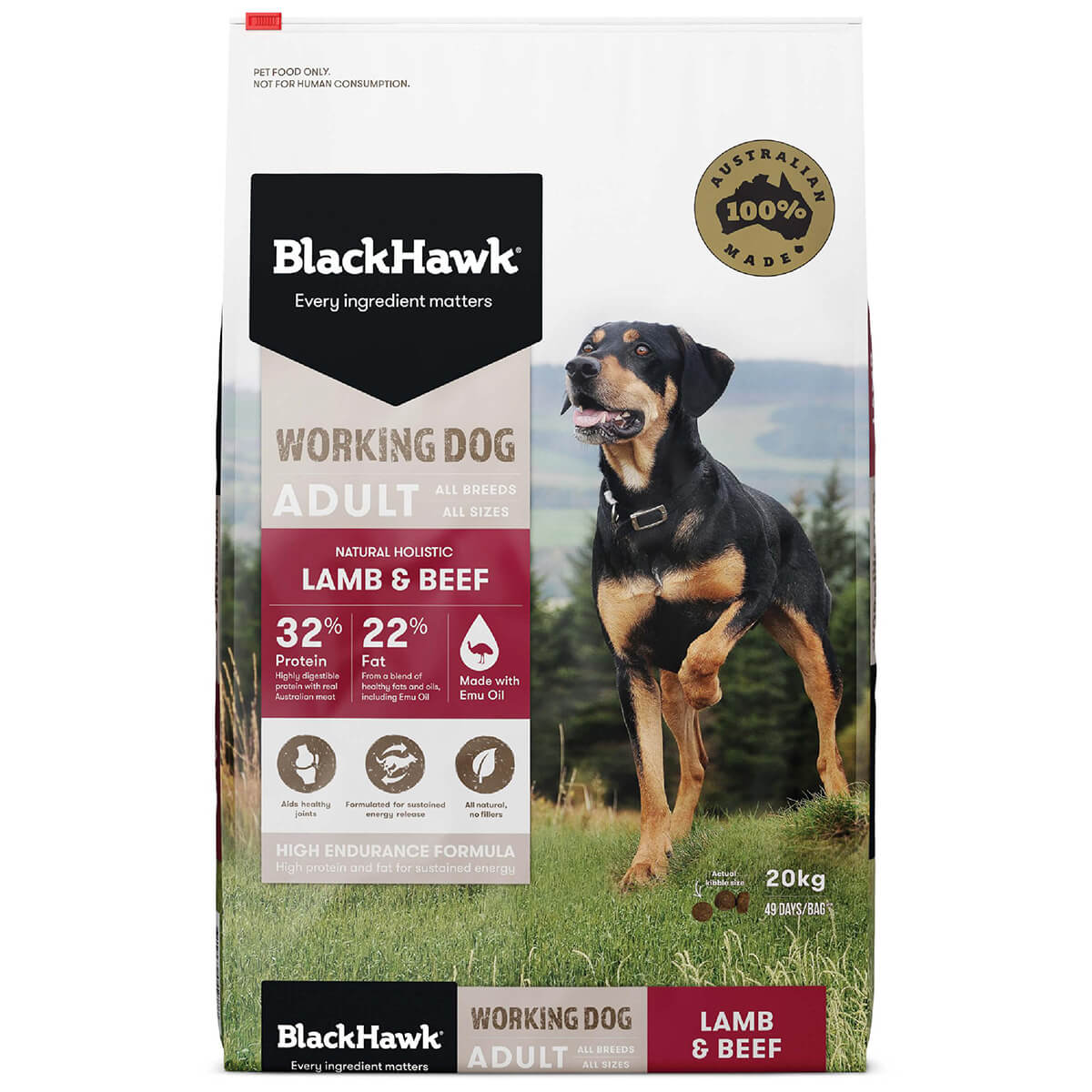 Black Hawk Working Dog Adult Lamb & Beef Dry Dog Food - PetPost Australia