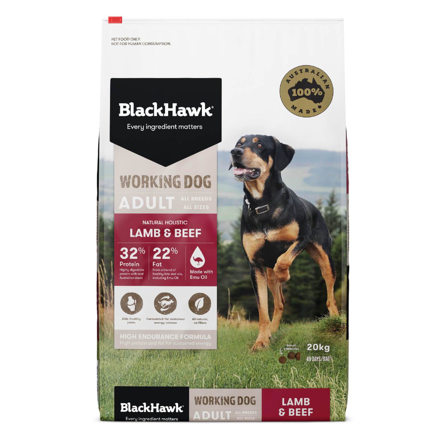 Black Hawk Working Dog Adult Lamb & Beef Dry Dog Food - PetPost Australia