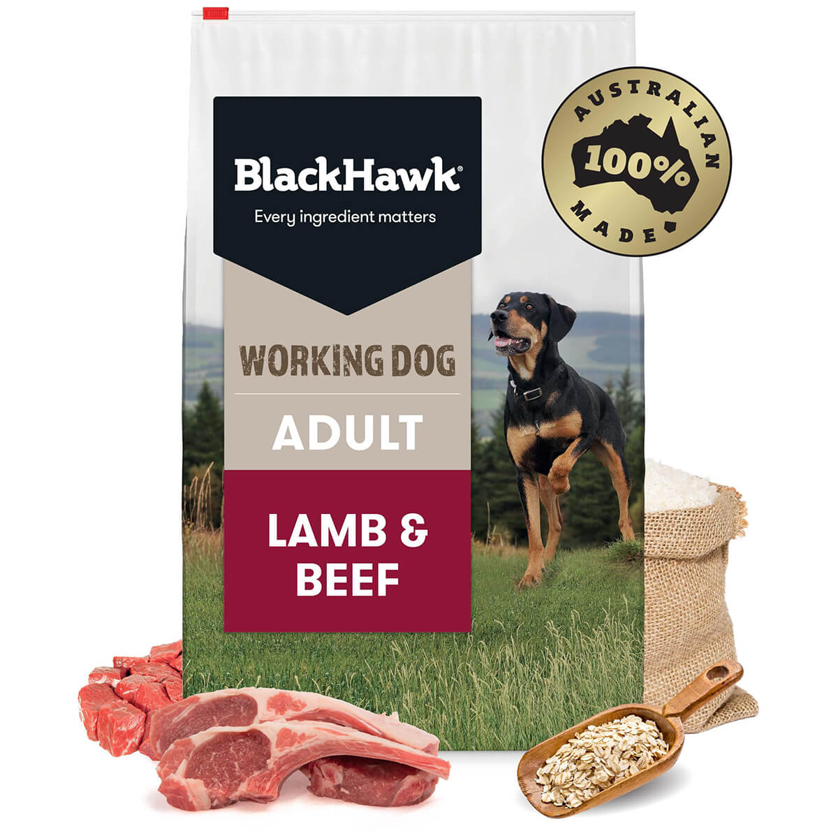 Black Hawk Working Dog Adult Lamb & Beef Dry Dog Food - PetPost Australia