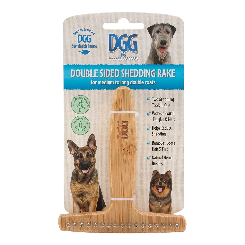 DGG Double Sided Hemp Bristle & Bamboo Shedding Rake - PetPost Australia