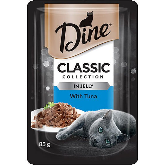 Dine Classic Collection Tuna In Jelly Wet Cat Food Pouch 85g - PetPost Australia