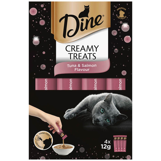 Dine Creamy Treats Tuna & Salmon Flavour Cat Treats 4X12g - PetPost Australia