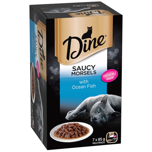 Dine Daily Variety Saucy Morsels & Ocean Fish Wet Cat Food Tray - PetPost Australia