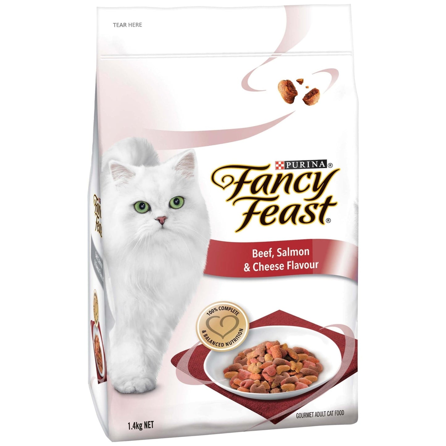 Fancy Feast Beef, Salmon & Cheese Adult Dry Cat Food 1.4kg - PetPost Australia
