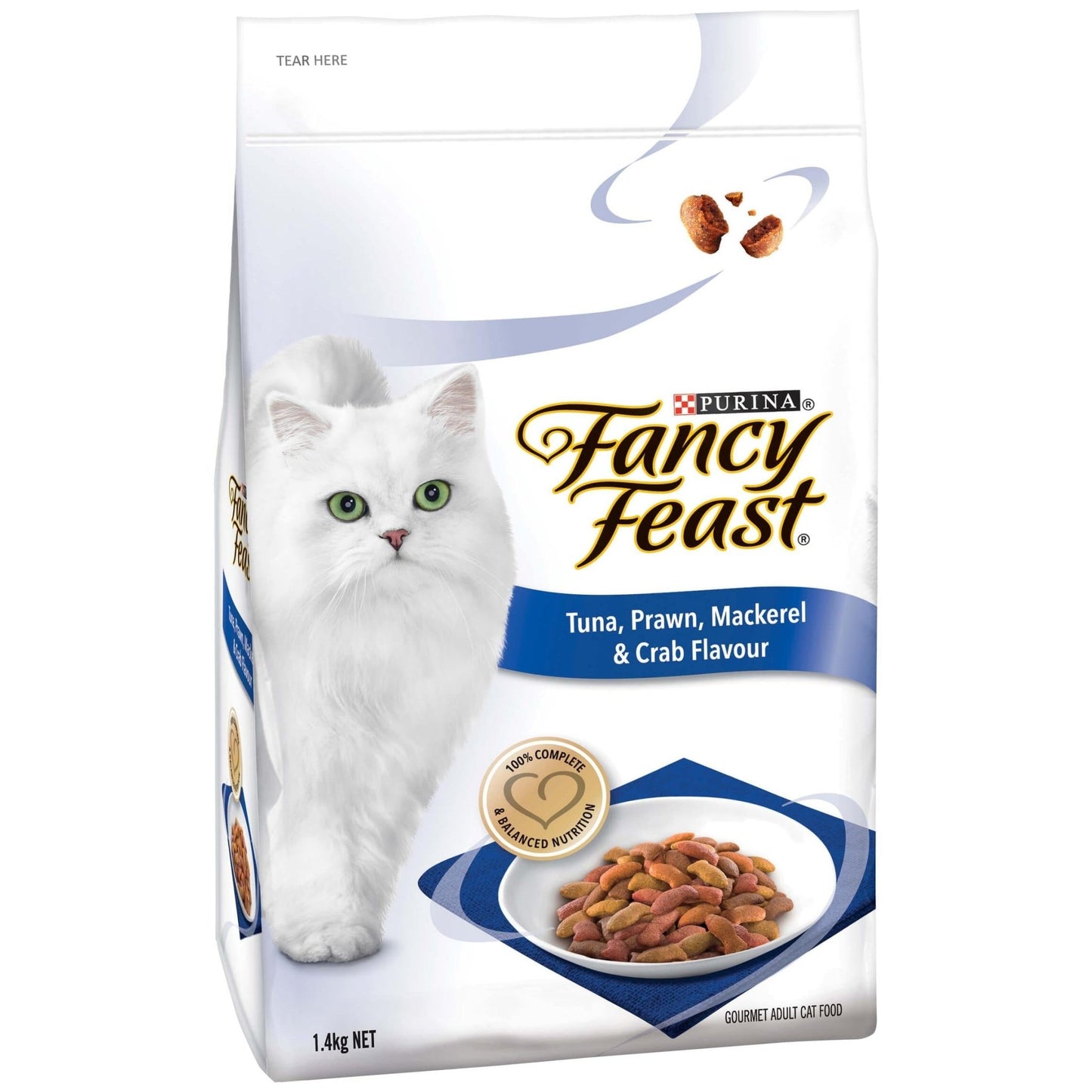 Fancy Feast Tuna, Prawn, Mackerel & Crab Adult Dry Cat Food 1.4kg - PetPost Australia