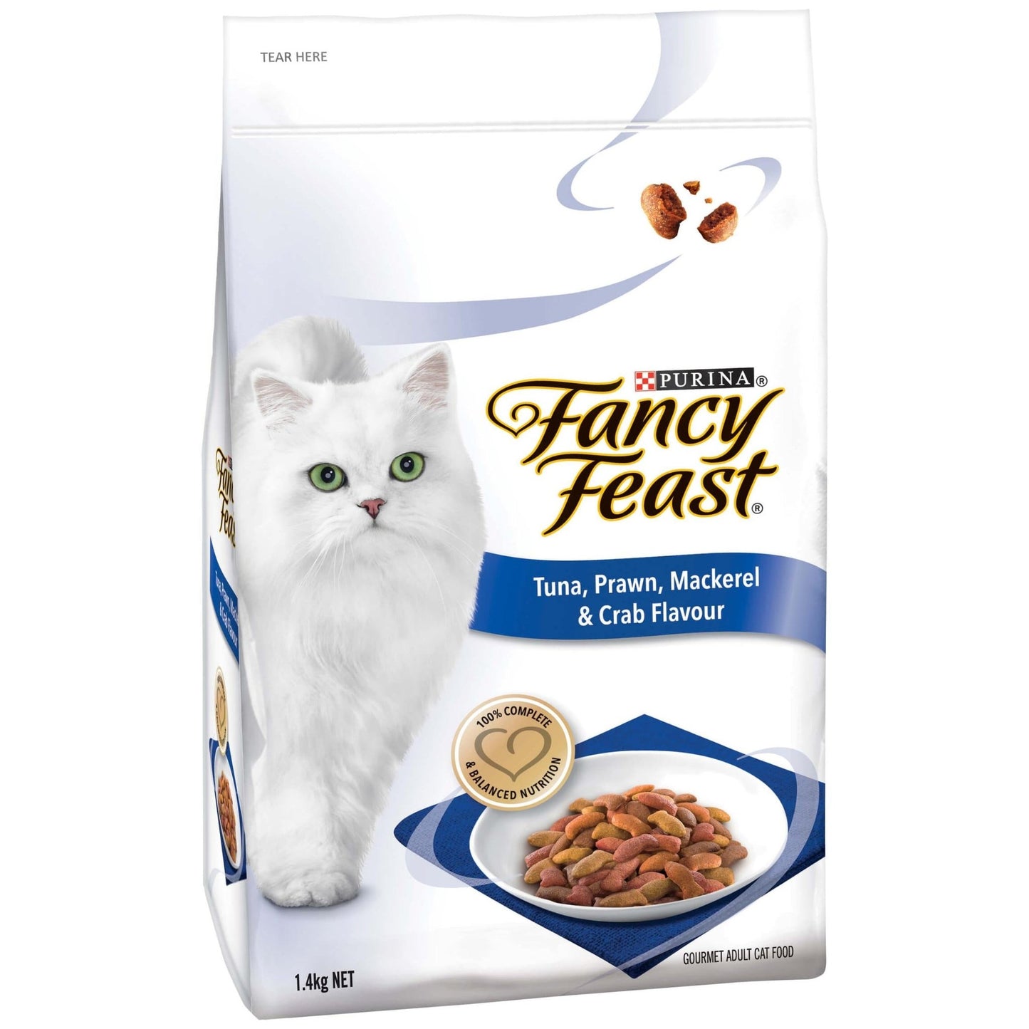 Fancy Feast Tuna, Prawn, Mackerel & Crab Adult Dry Cat Food 1.4kg - PetPost Australia