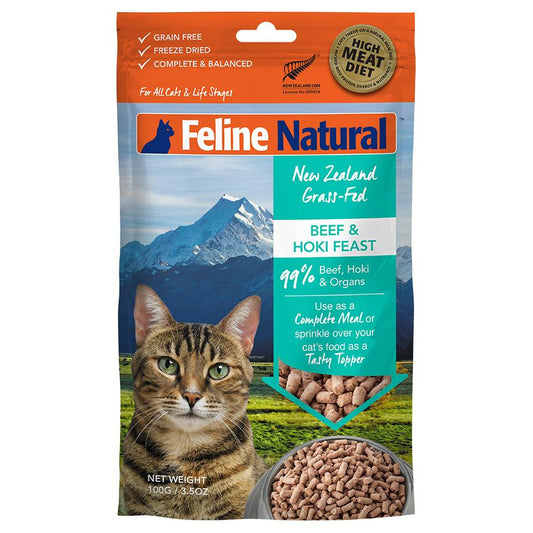 Feline Natural Beef & Hoki Feast Freeze Dried Cat Food 100g - PetPost Australia