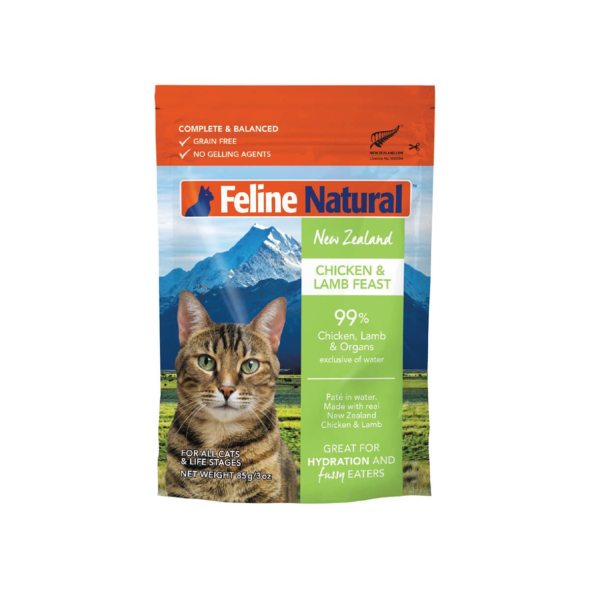 Feline Natural Grain-Free Chicken & Lamb Feast Pouch Wet Cat Food 85g - PetPost Australia