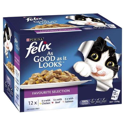 Felix As Good As It Looks Favourites Selection Wet Cat Food 12x85g - PetPost Australia