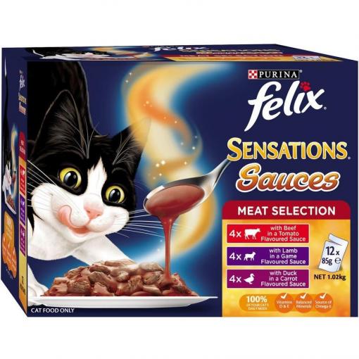 Felix Sensations Sauces Meat Selection Wet Cat Food - PetPost Australia