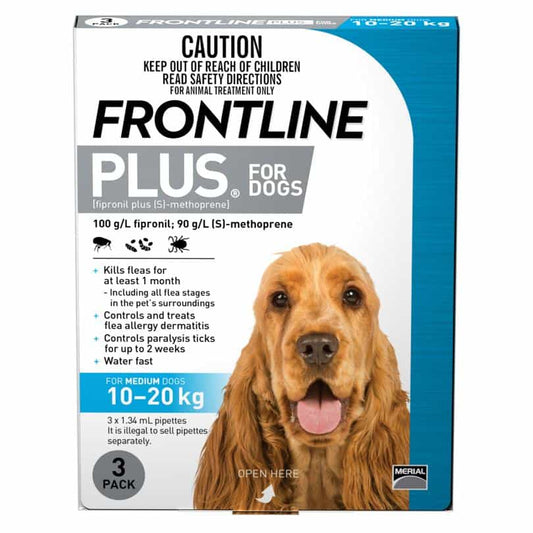 Frontline Plus - Flea Treatment for Dogs 10kg - 20kg - PetPost Australia