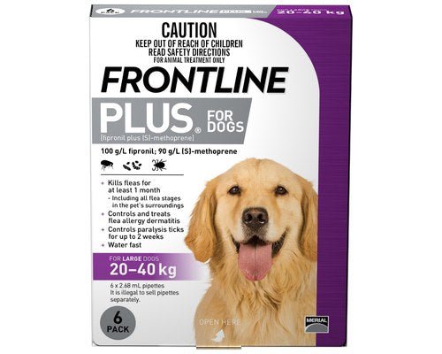 Frontline Plus - Flea Treatment for Dogs 20kg - 40kg - PetPost Australia